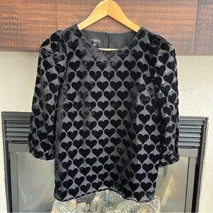 Talbots Sheer Velvet Heart Blouse | Romantic Date Night Top